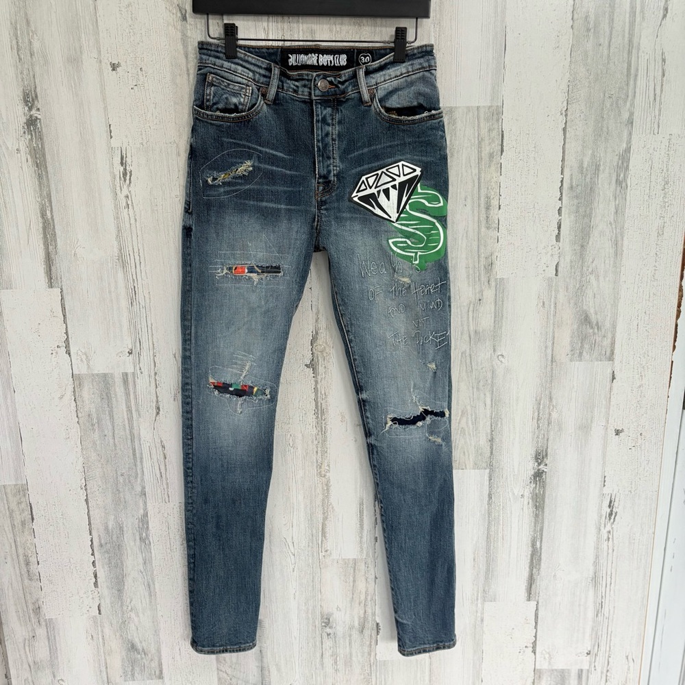 Billionaire Boy Club Men’s Size 30X31 Button Fly Graphic Denim Jeans